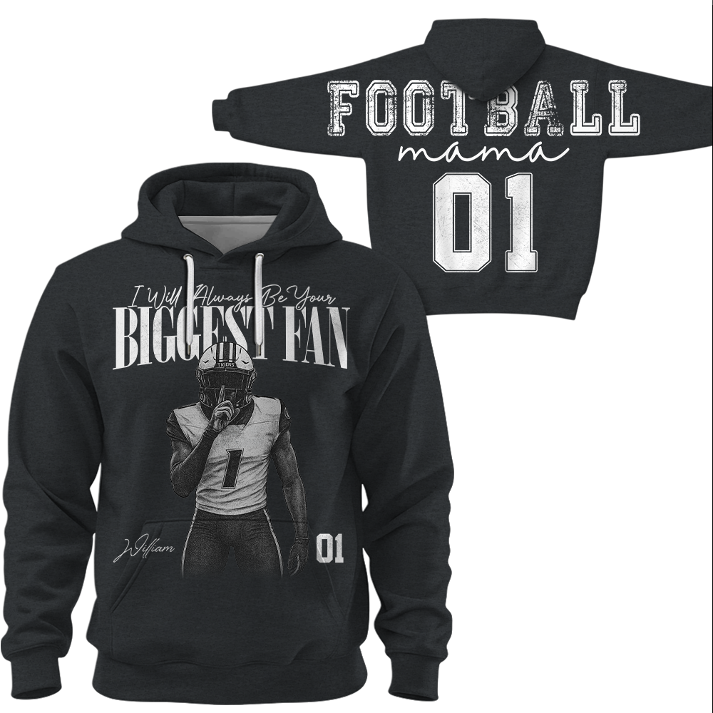 Personalized I'll Always Be Your Biggest Fan Shirt, Custom Player Photo & Number, Football Mom Gift for Game Day Na02 Hv01