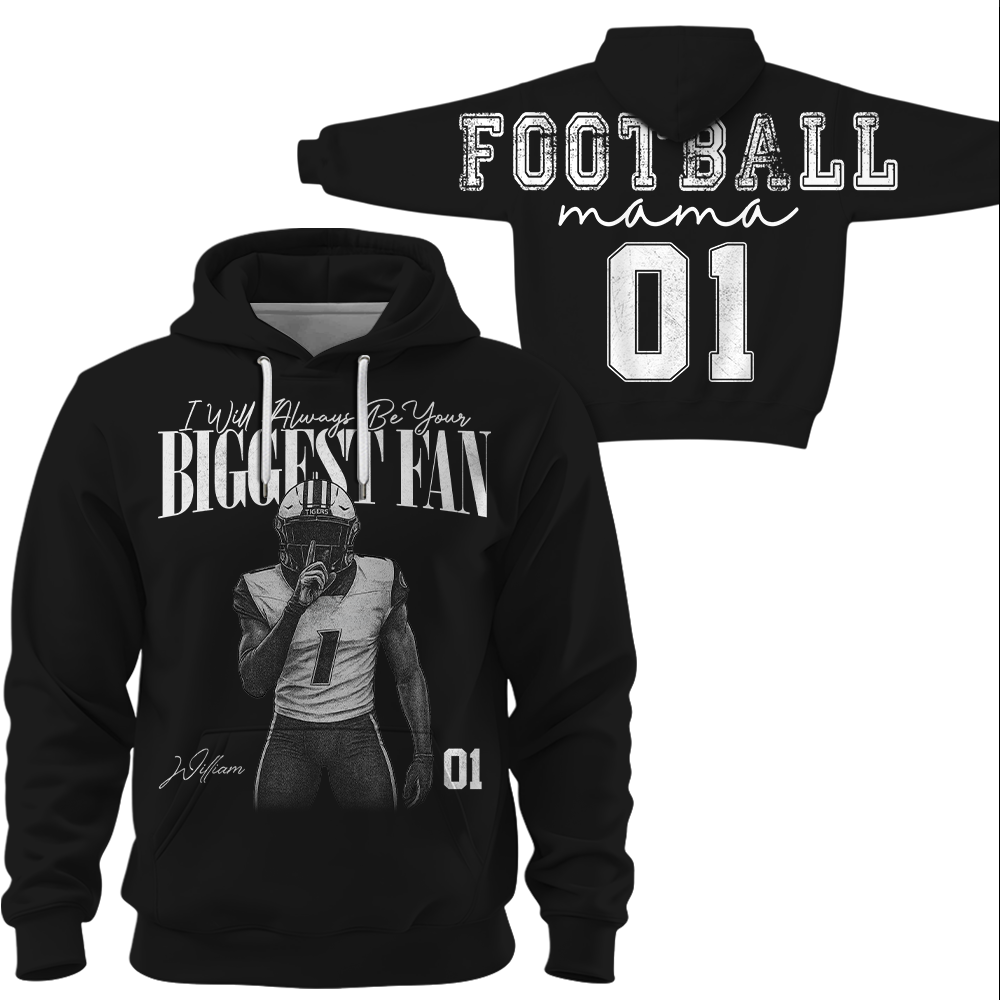 Personalized I'll Always Be Your Biggest Fan Shirt, Custom Player Photo & Number, Football Mom Gift for Game Day Na02 Hv01