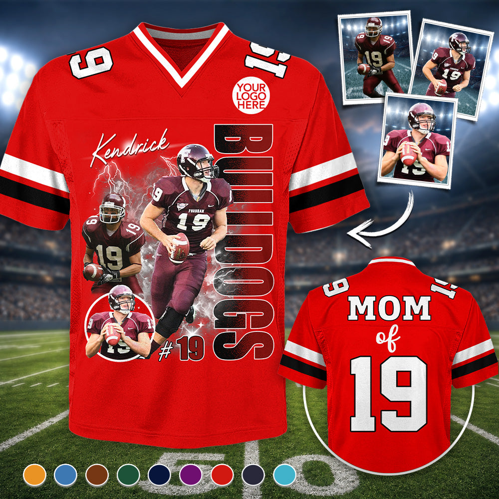 Custom Photo Football Player Jersey - Personalized Team Name School Name Bootleg Style Jersey Na02 Hv01