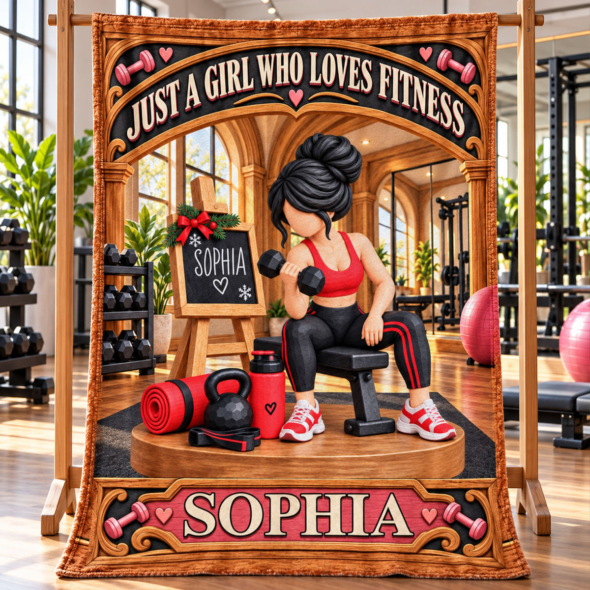 Personalized Fitness Gym Girl Christmas Blanket, Weightlifting Lover Keepsake Gift C2408 Nh00 DN10