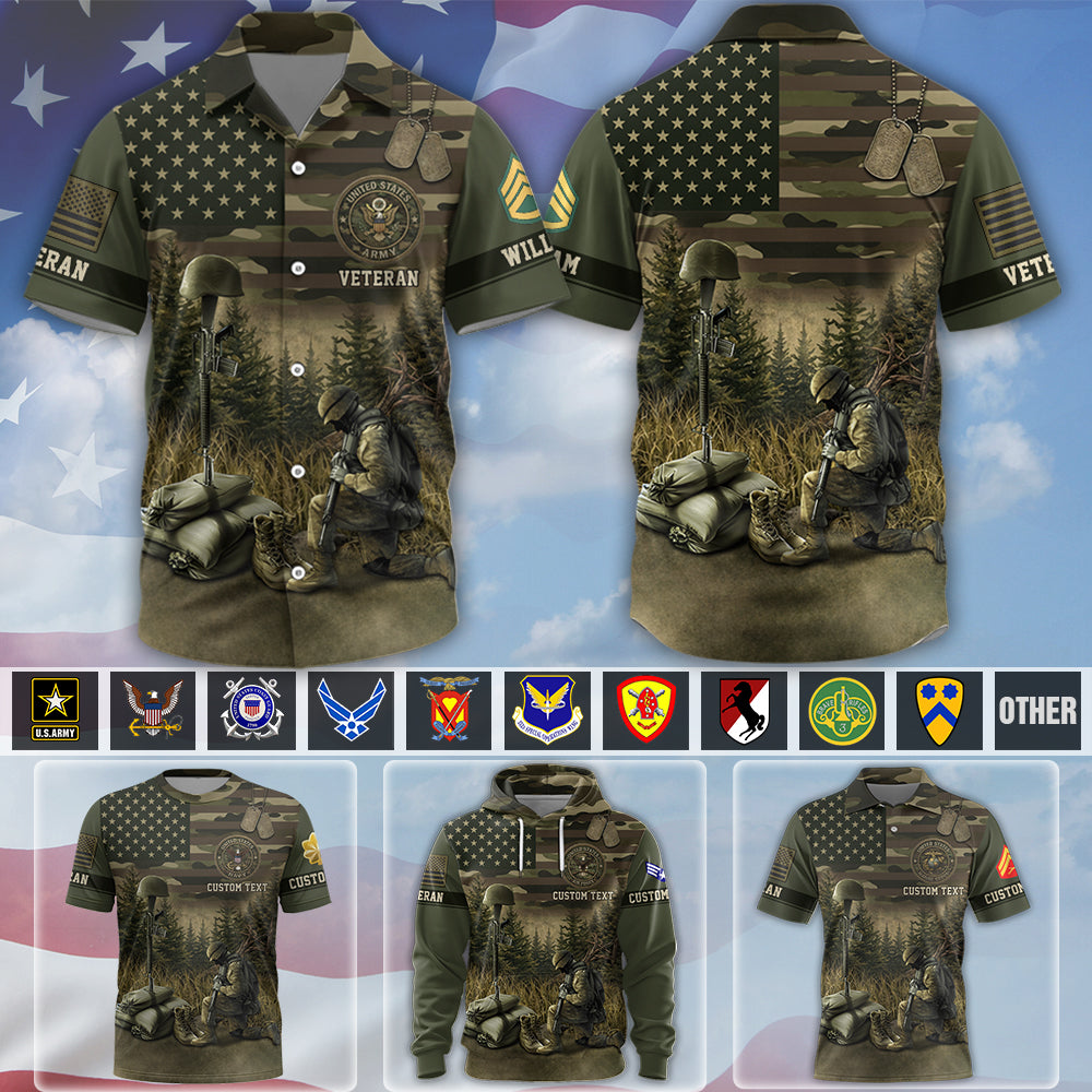 Personalized Hawaiian Shirt Custom Military Division  Gift For Veterans Custom All Branches Camouflage Military Shirt