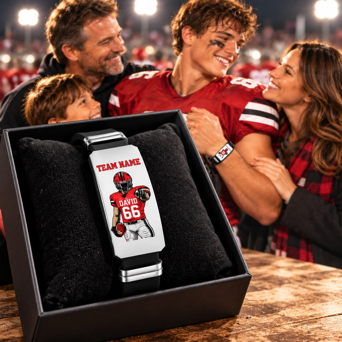 Personalized Football Player Bracelet – Custom Team Name, Player Name & Number Gift Na02 T24