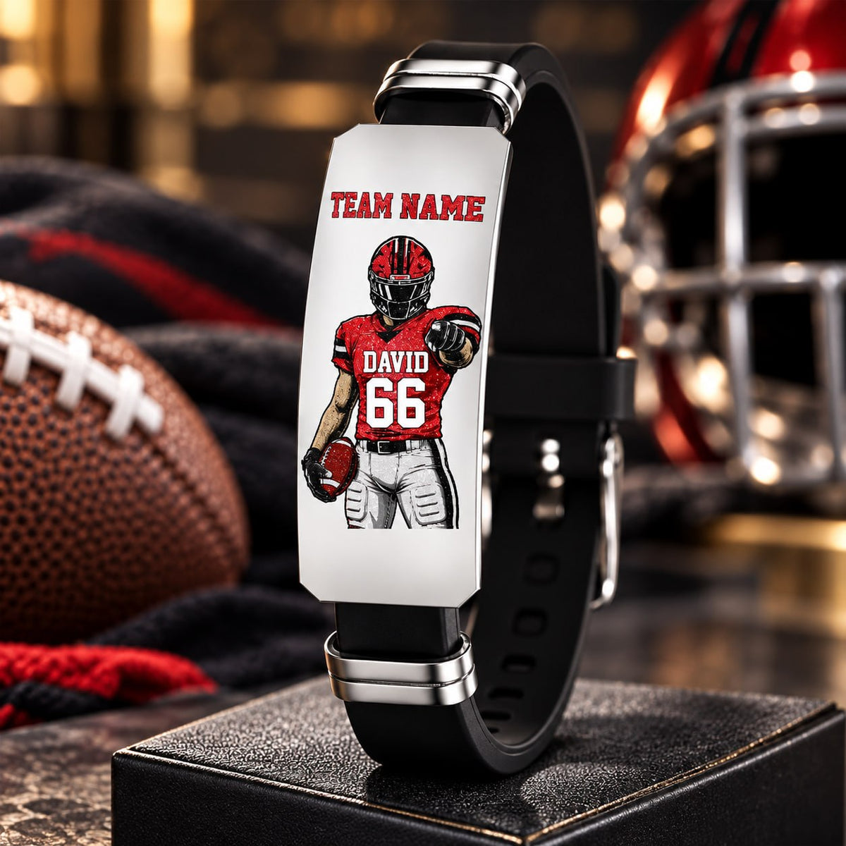 Personalized Football Player Bracelet – Custom Team Name, Player Name & Number Gift Na02 T24