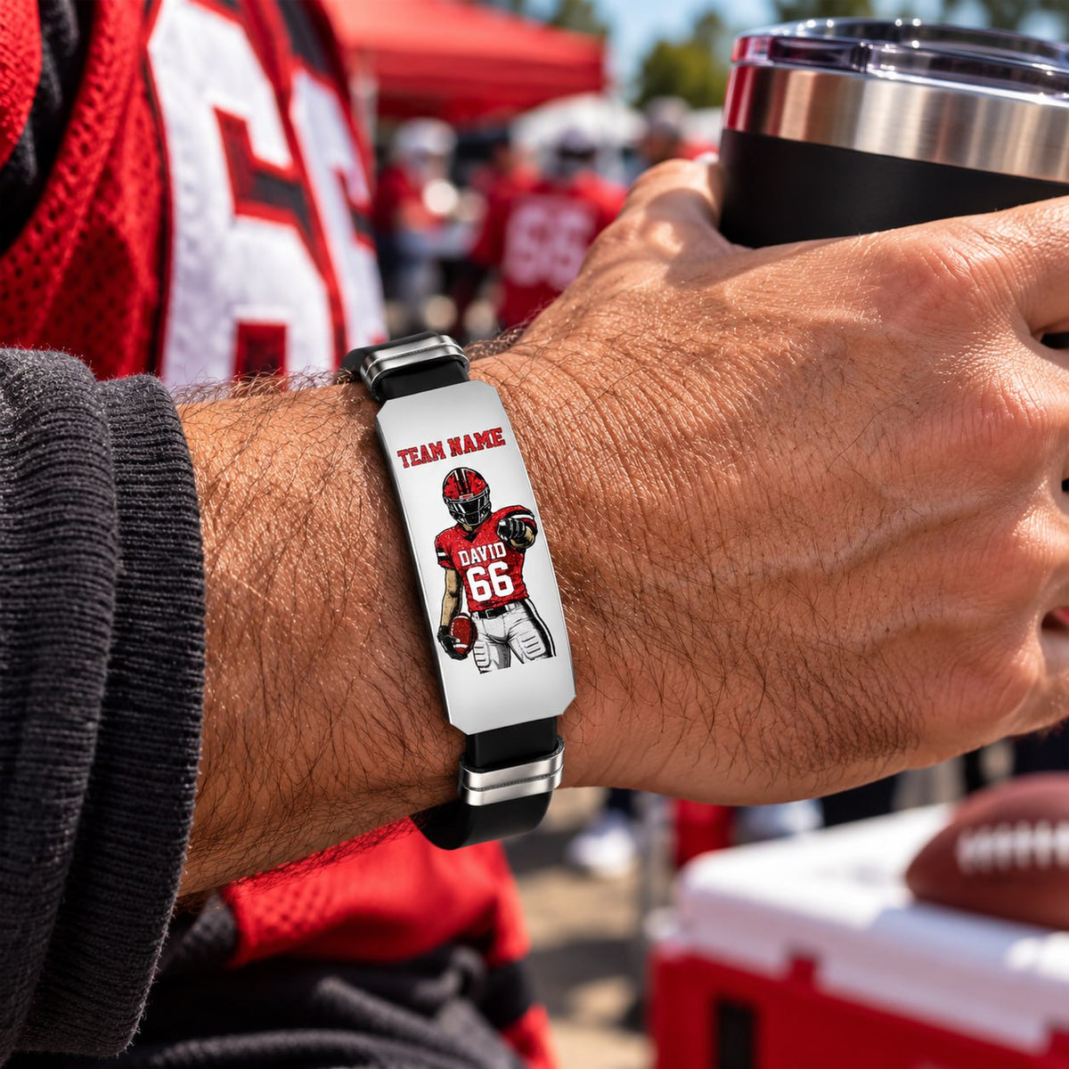 Personalized Football Player Bracelet – Custom Team Name, Player Name & Number Gift Na02 T24