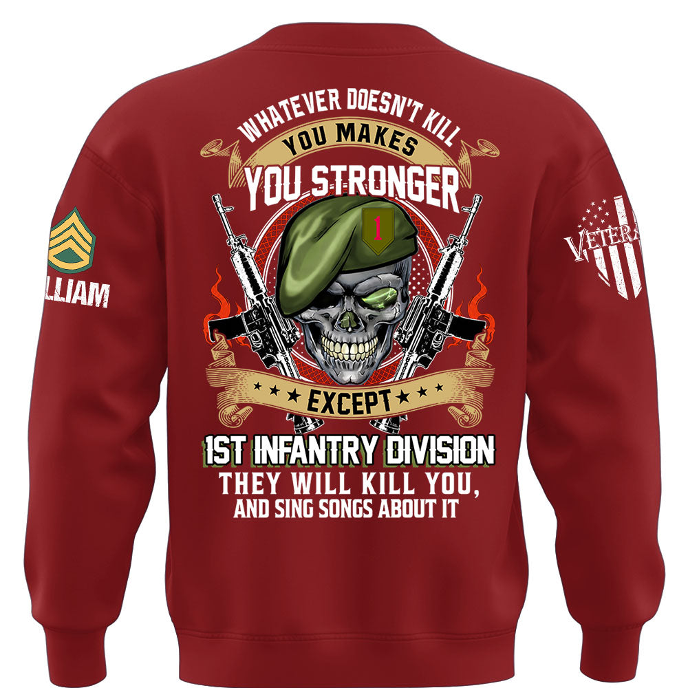 Custom Veteran Shirt Whatever Doesn't Kill You Makes You Stronger Except Military Division Veteran Skull Shirt For Veteran K1702 MT2