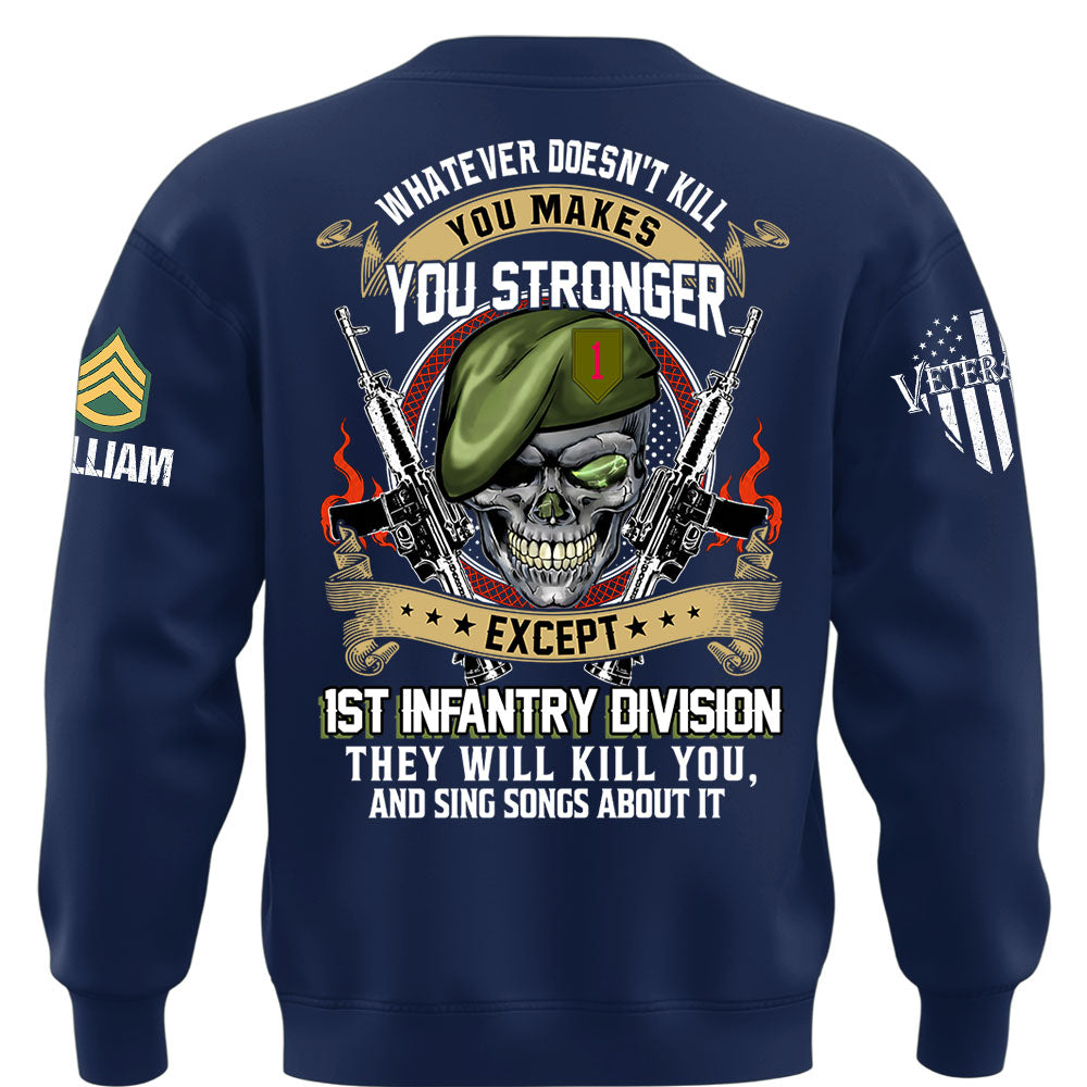 Custom Veteran Shirt Whatever Doesn't Kill You Makes You Stronger Except Military Division Veteran Skull Shirt For Veteran K1702 MT2
