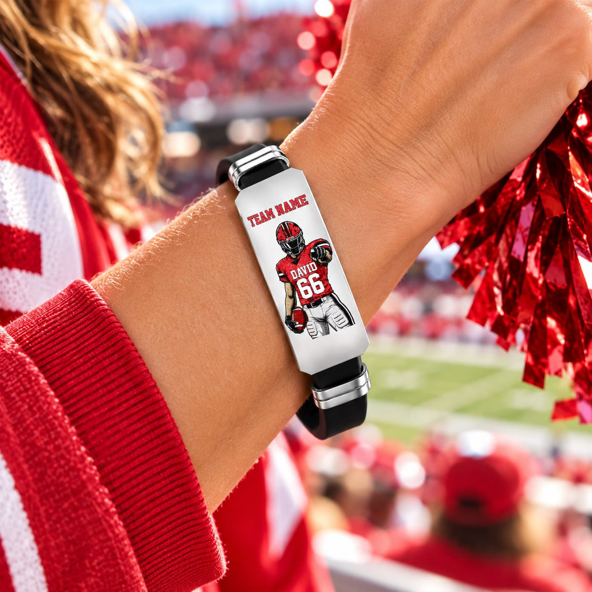 Personalized Football Player Bracelet – Custom Team Name, Player Name & Number Gift Na02 T24