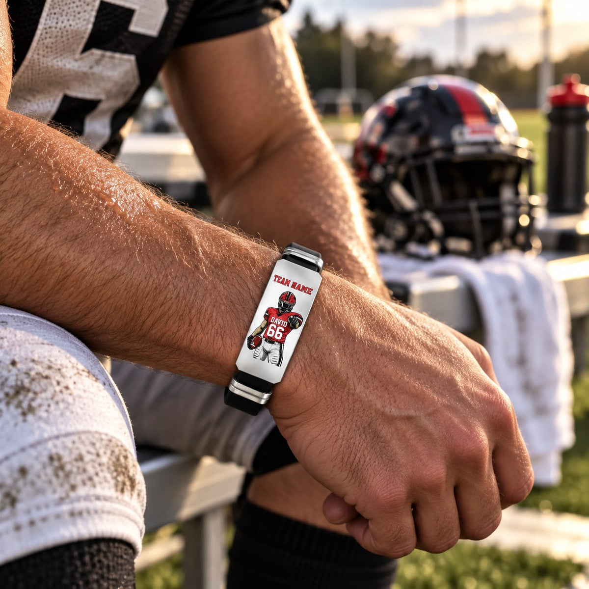 Personalized Football Player Bracelet – Custom Team Name, Player Name & Number Gift Na02 T24