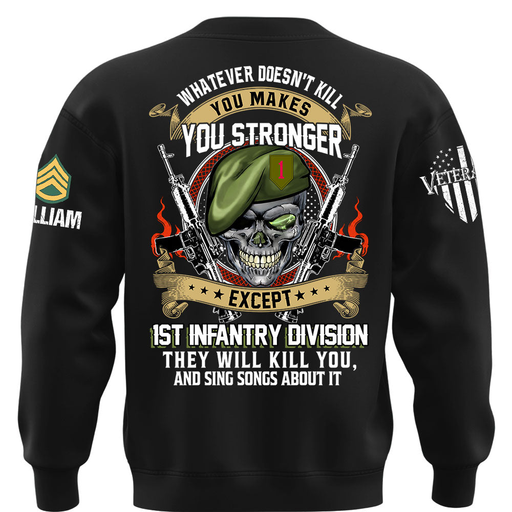 Custom Veteran Shirt Whatever Doesn't Kill You Makes You Stronger Except Military Division Veteran Skull Shirt For Veteran K1702 MT2