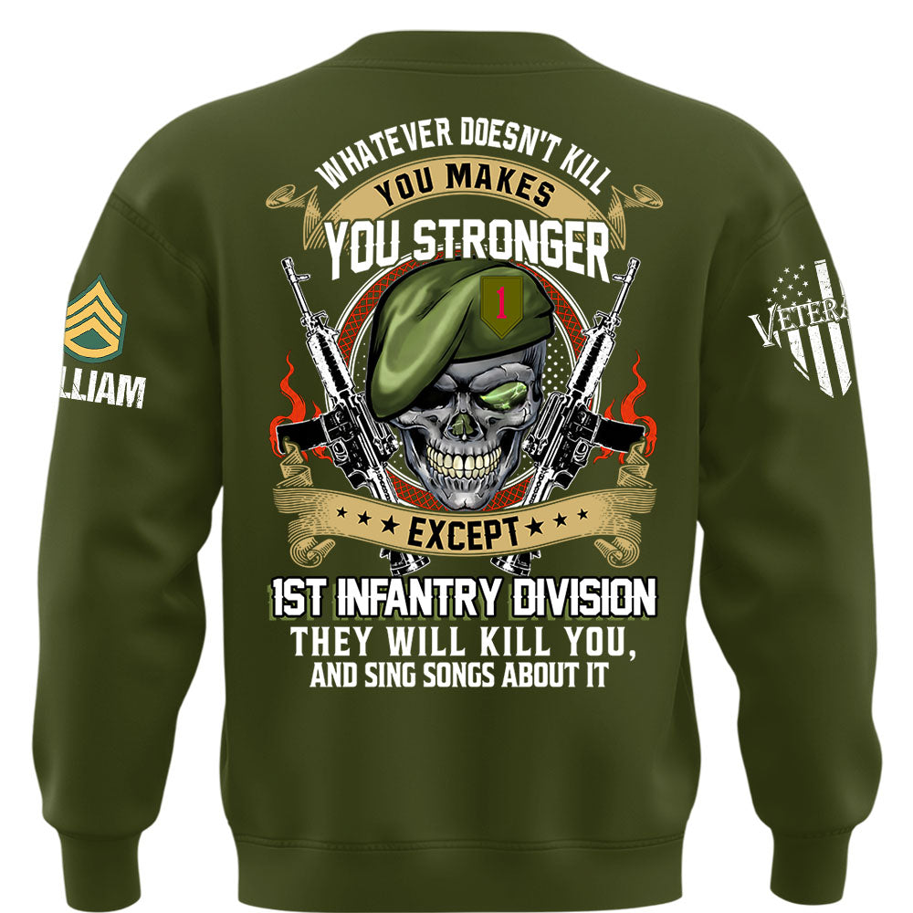 Custom Veteran Shirt Whatever Doesn't Kill You Makes You Stronger Except Military Division Veteran Skull Shirt For Veteran K1702 MT2