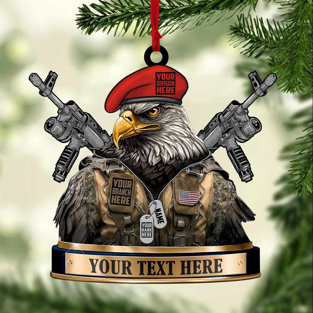 Personalized U.S. Veteran Ornament, Custom Name And Rank, Veteran Gift Ornament K1702