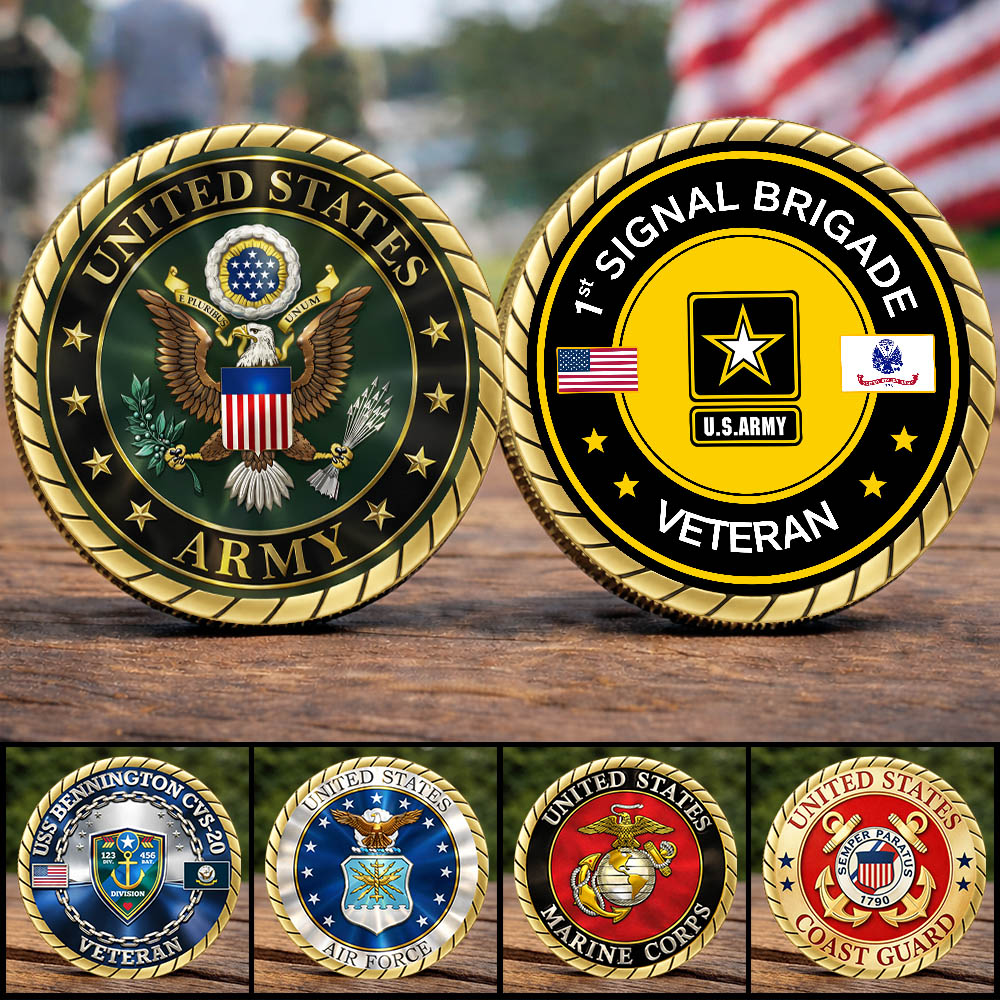 US Military Division Veteran Challenge Coin Available All Military Branches Custom Gift For Veterans K1702 MT2