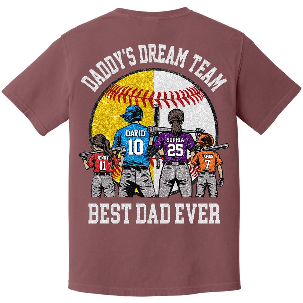 Daddy's Dream Team Best Dad Ever, Personalized Shirt, Father's Day Gift For Dad, Gift For Husband, Gift For Baseball Softball Dad T1807