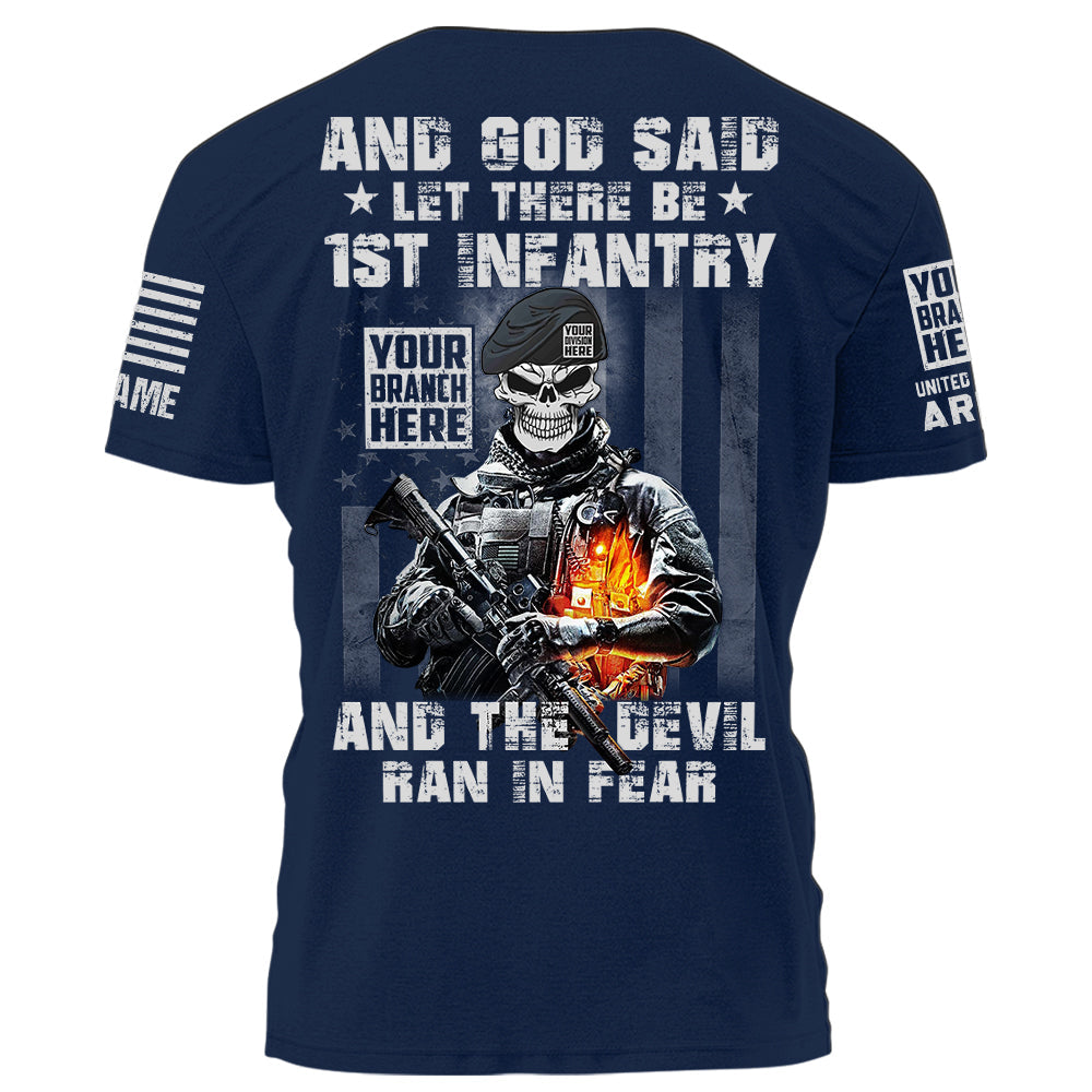 Personalized Shirt And God Said Let There Be 1st Infantry Gift For Veteran K1702