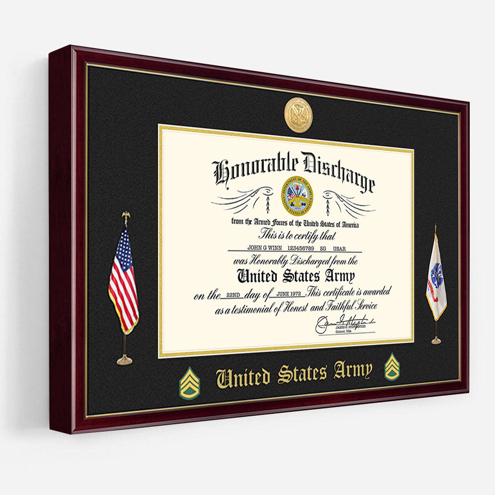 Custom Poster And Canvas Honorable Discharge Plaque. Military Award Available To All Military Branches Veteran Gift K1702