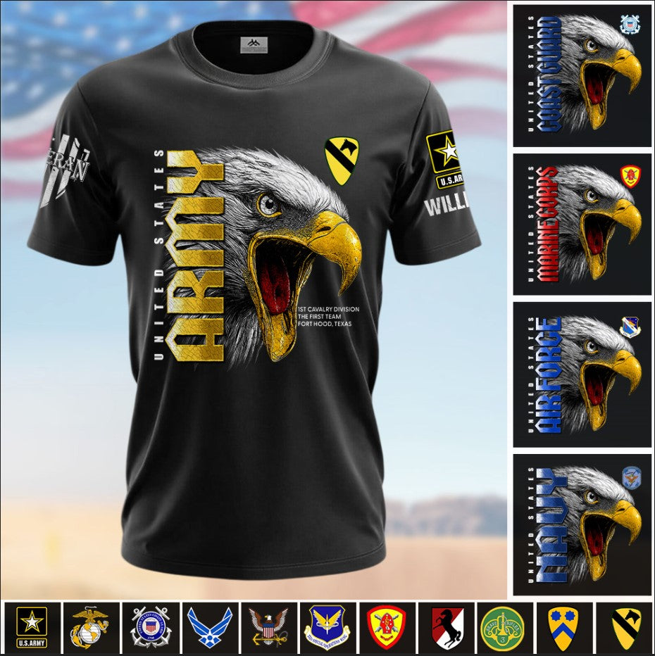 Personalized Military Unit Patch Shirt Custom Gift For Veteran Available All Military Branch Gift For Veteran Dad, Grandpa K1702 MT2