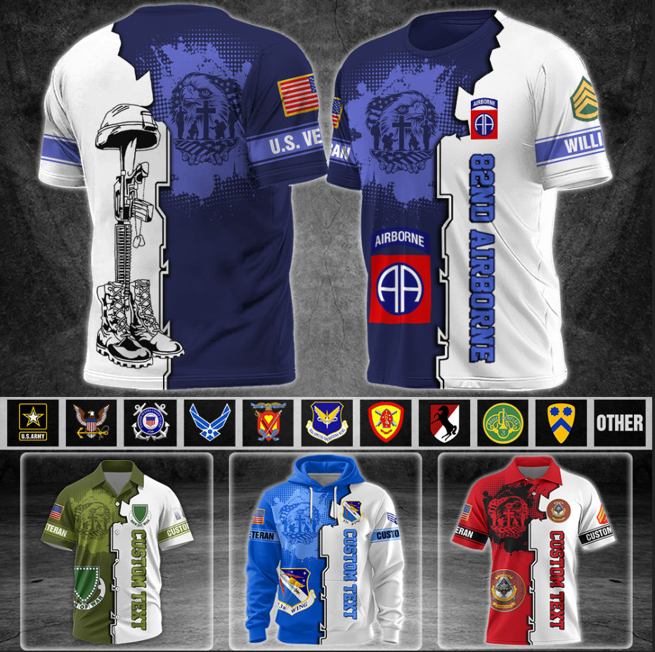 Personalized Veteran All Over Print Shirt Custom Military Patches Available All Military Branches Gift For Veteran K1702 MT2