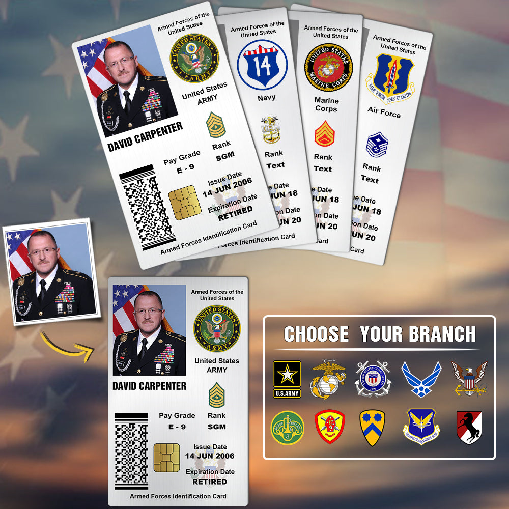 Military Personalized Printed Metal Card Gift For Soldier And Veterans K1702