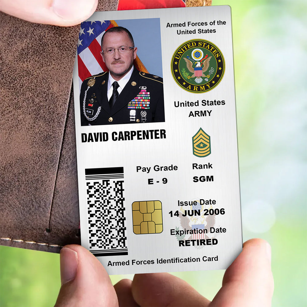 Military Personalized Printed Metal Card Gift For Soldier And Veterans K1702