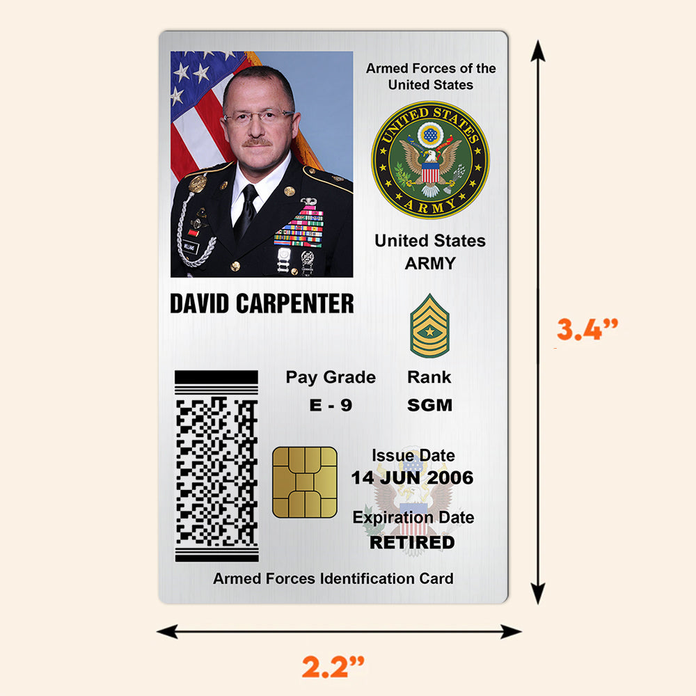 Military Personalized Printed Metal Card Gift For Soldier And Veterans K1702