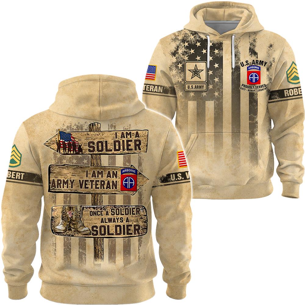 Proud US Veteran - Once A Soldier Always A Soldier Personalized All Over Print Shirt Gift For Veterans K1702