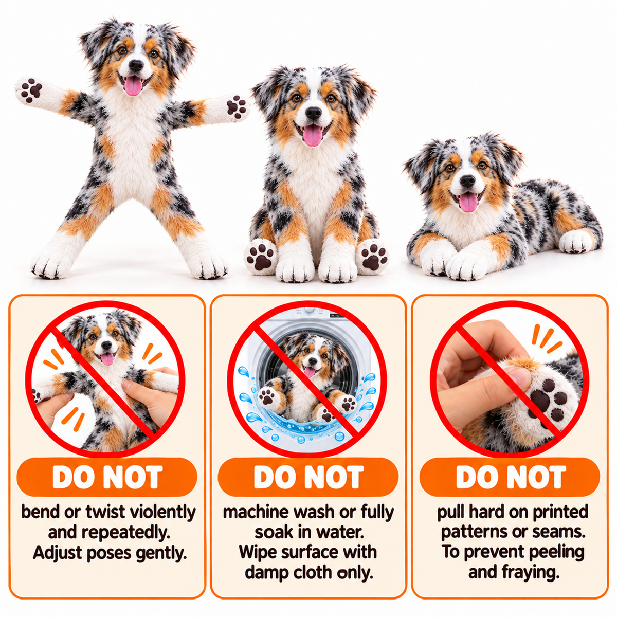 Personalized Australian Shepherd Photo Pet Squishy Toy Poseable Plush Doll, Funny Gift For Dog Mom, Dad, Pet Lover T1807 T24 TL06