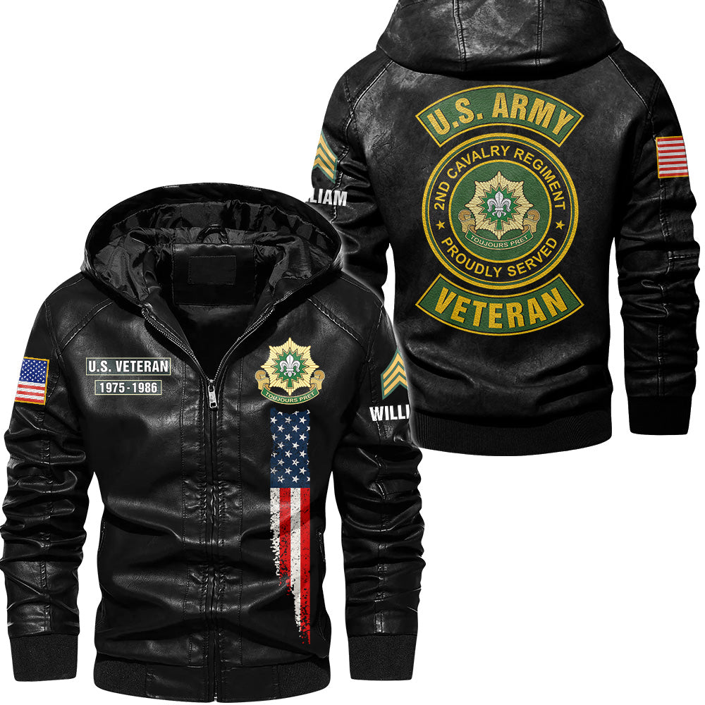 Personalized Leather Jacket Proudly Served U.S Military Veteran Gift For US Military Veteran K1702 Trhn