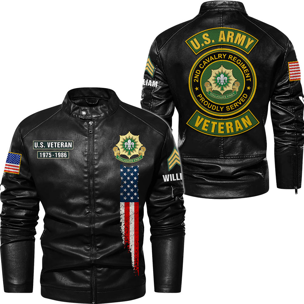 Personalized Leather Jacket Proudly Served U.S Military Veteran Gift For US Military Veteran K1702 Trhn