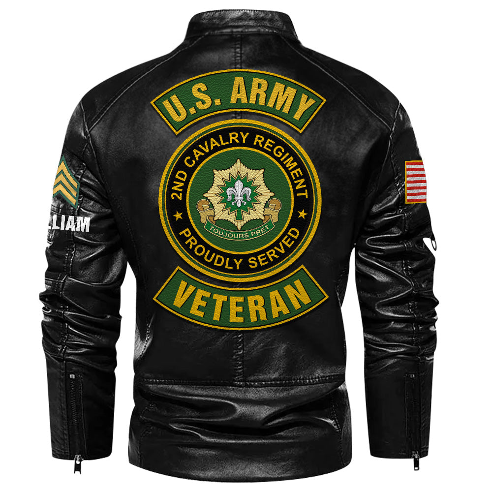 Personalized Leather Jacket Proudly Served U.S Military Veteran Gift For US Military Veteran K1702 Trhn