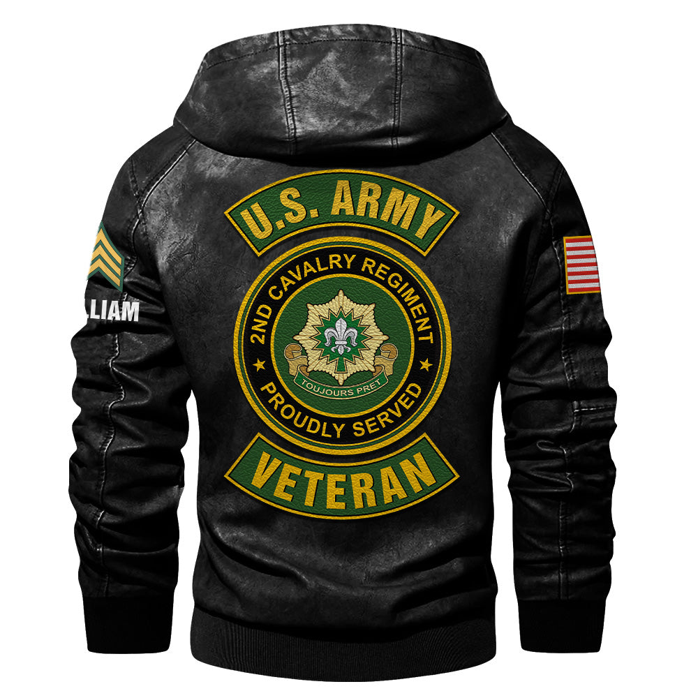 Personalized Leather Jacket Proudly Served U.S Military Veteran Gift For US Military Veteran K1702 Trhn