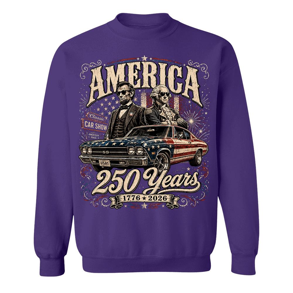 250 Years America Anniversary Classic Car Shirt, George Washington & Lincoln Playing Guitar, Funny 4th of July Tee For Car Lovers Hv01