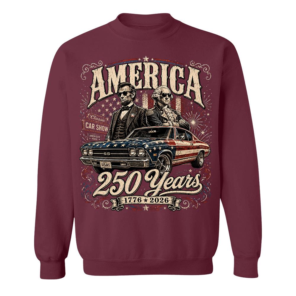 250 Years America Anniversary Classic Car Shirt, George Washington & Lincoln Playing Guitar, Funny 4th of July Tee For Car Lovers Hv01