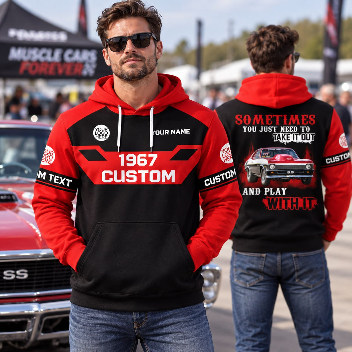 Take It Out & Play - Personalized Classic Car Photo Hoodie - Gift For Car Lovers A2110 Pt99