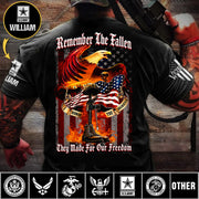 Custom Shirt Remember the Fallen I Honor the Sacrifice Veteran Available All Military Branches Gift For Veterans K1702 MT2
