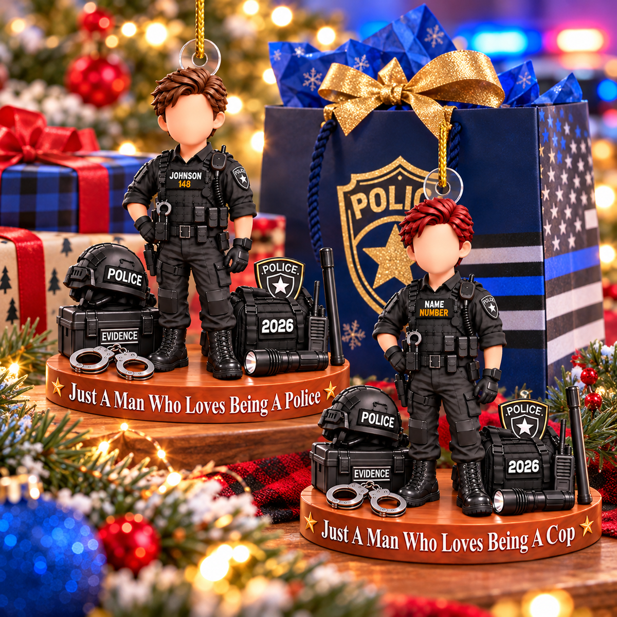 Custom Police Officer Christmas Ornament, Sheriff Bulletproof Vest,  Police Gift L0411 VH01