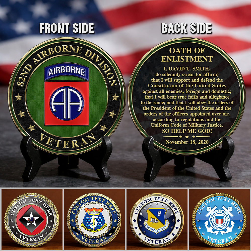 Personalized Challenge Coin Oath of Enlistment Military Gift For Veteran K1702 Trhn