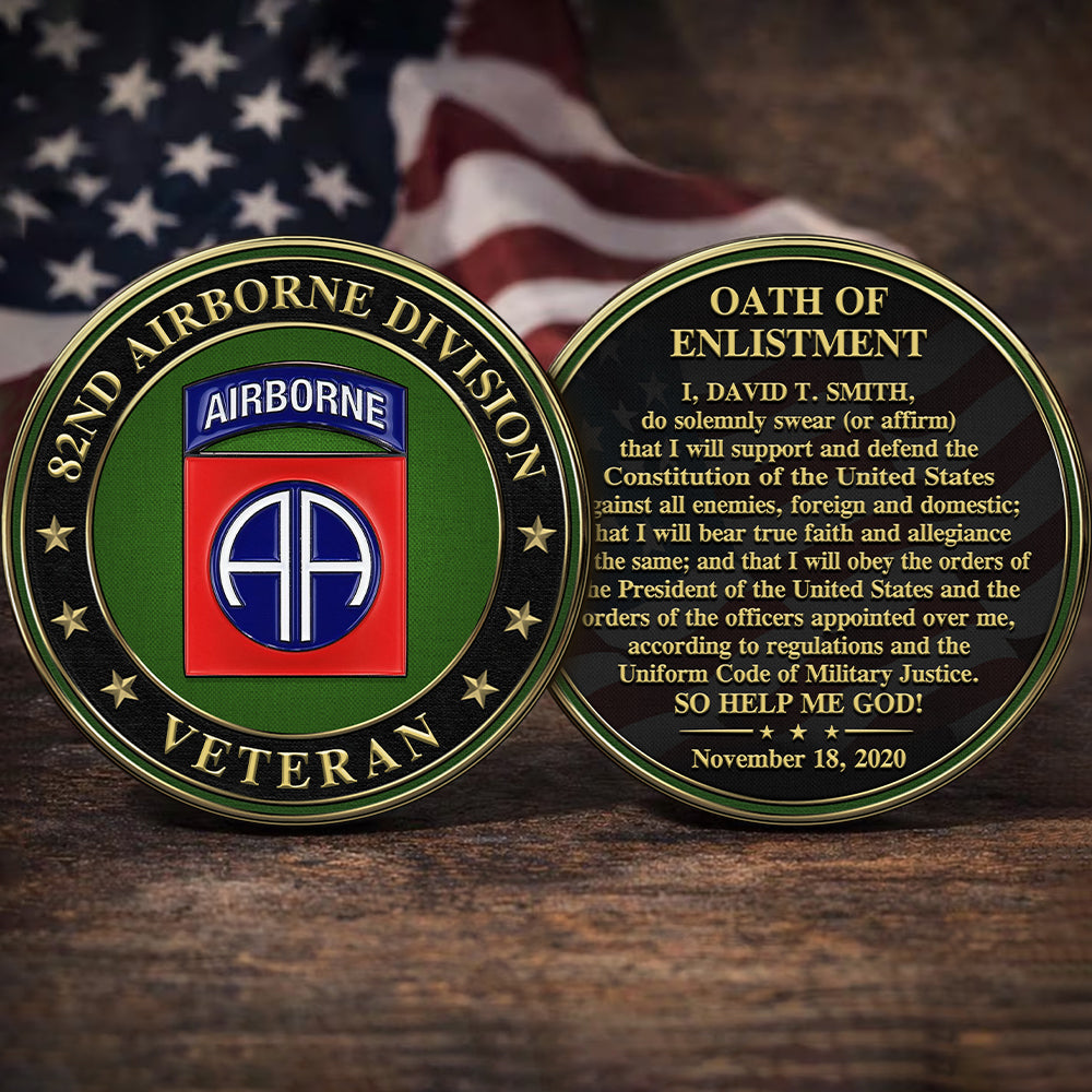 Personalized Challenge Coin Oath of Enlistment Military Gift For Veteran K1702 Trhn