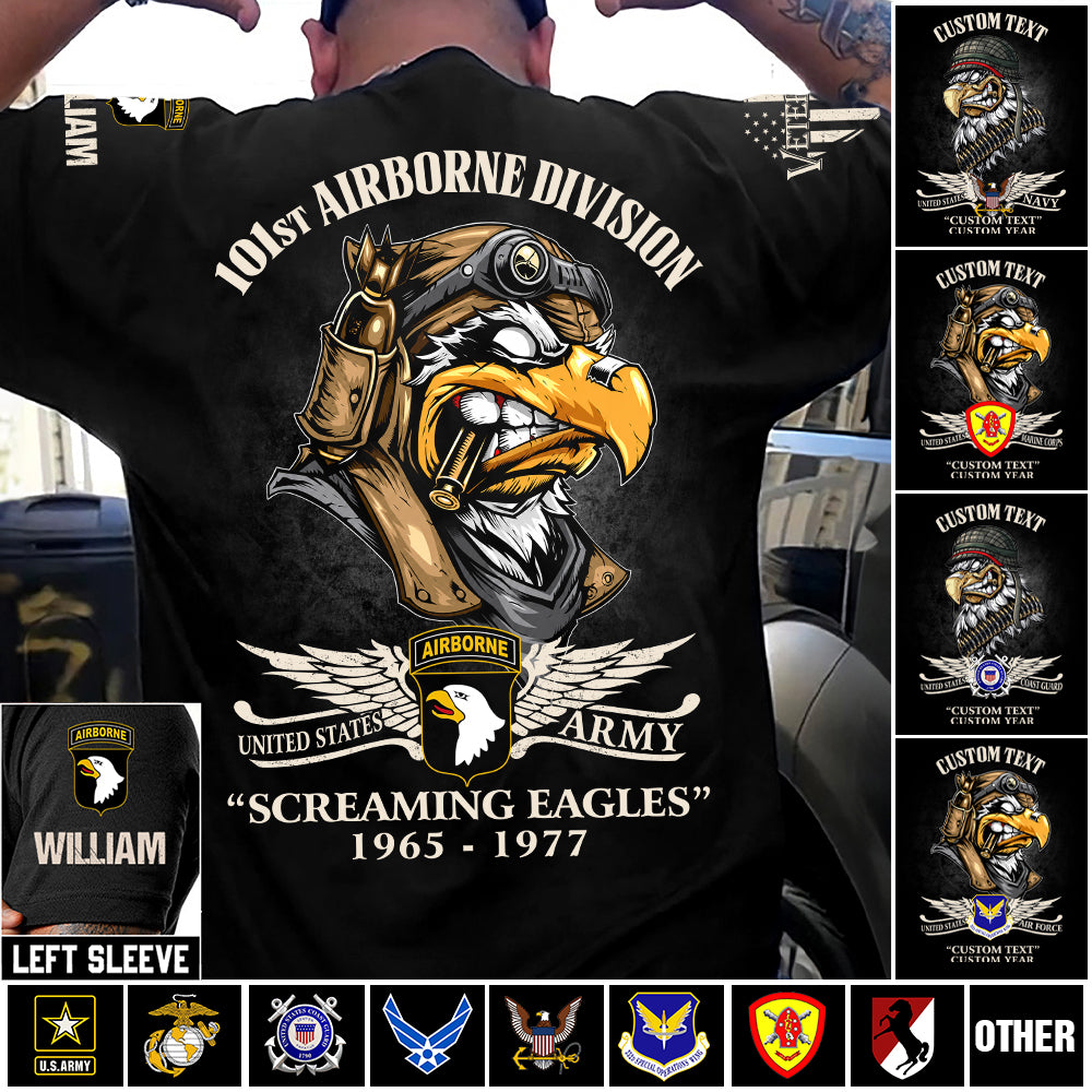 Custom Veteran Shirts America Eagle Personalized All Military Branches Division Badges Veteran K1702 MT2
