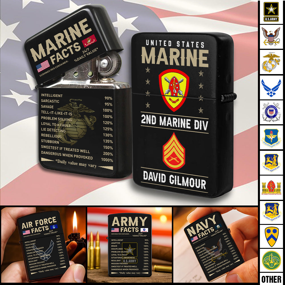 Proud to Serve – Military Facts Lighter Custom Gift For Veteran K1702 Trhn