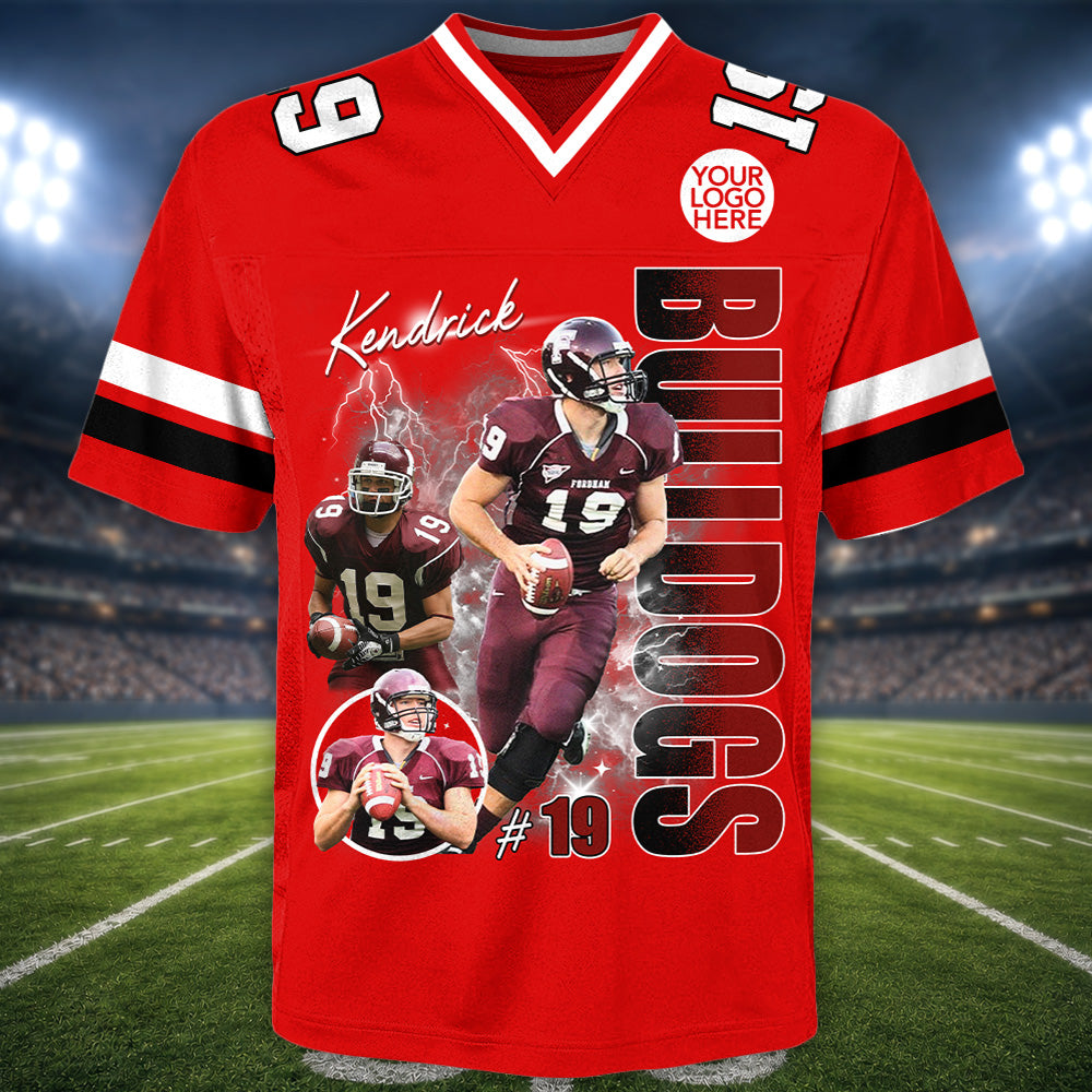 Custom Photo Football Player Jersey - Personalized Team Name School Name Bootleg Style Jersey Na02 Hv01