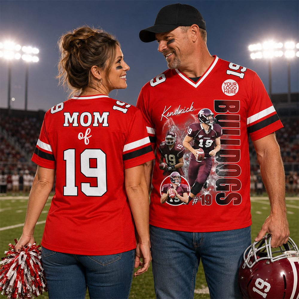 Custom Photo Football Player Jersey - Personalized Team Name School Name Bootleg Style Jersey Na02 Hv01