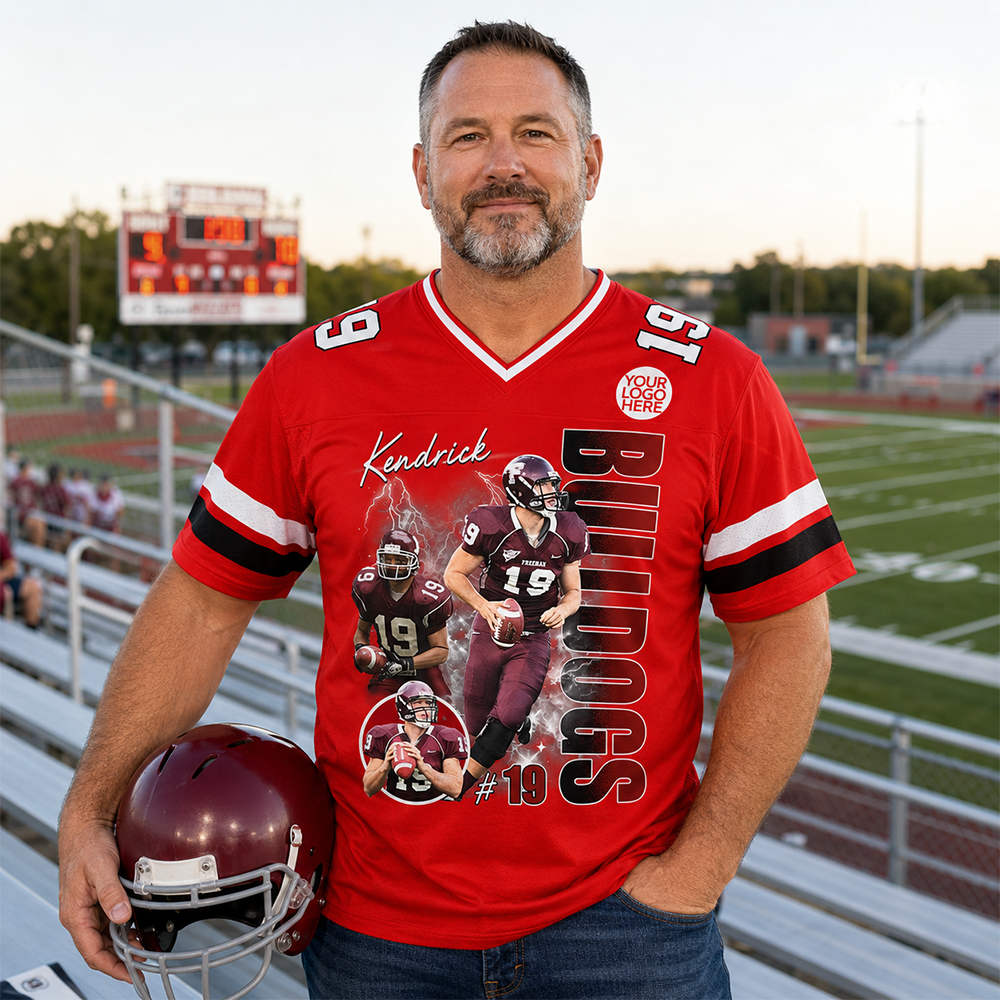 Custom Photo Football Player Jersey - Personalized Team Name School Name Bootleg Style Jersey Na02 Hv01