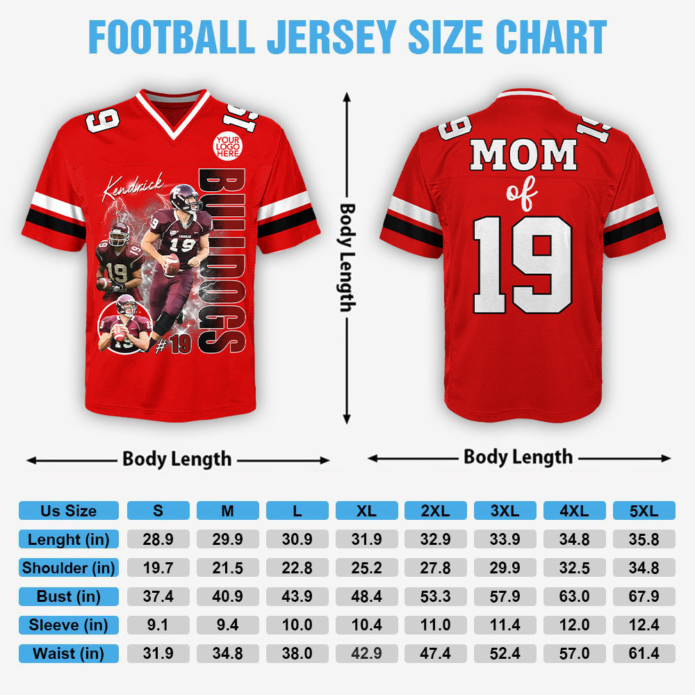 Custom Photo Football Player Jersey - Personalized Team Name School Name Bootleg Style Jersey Na02 Hv01