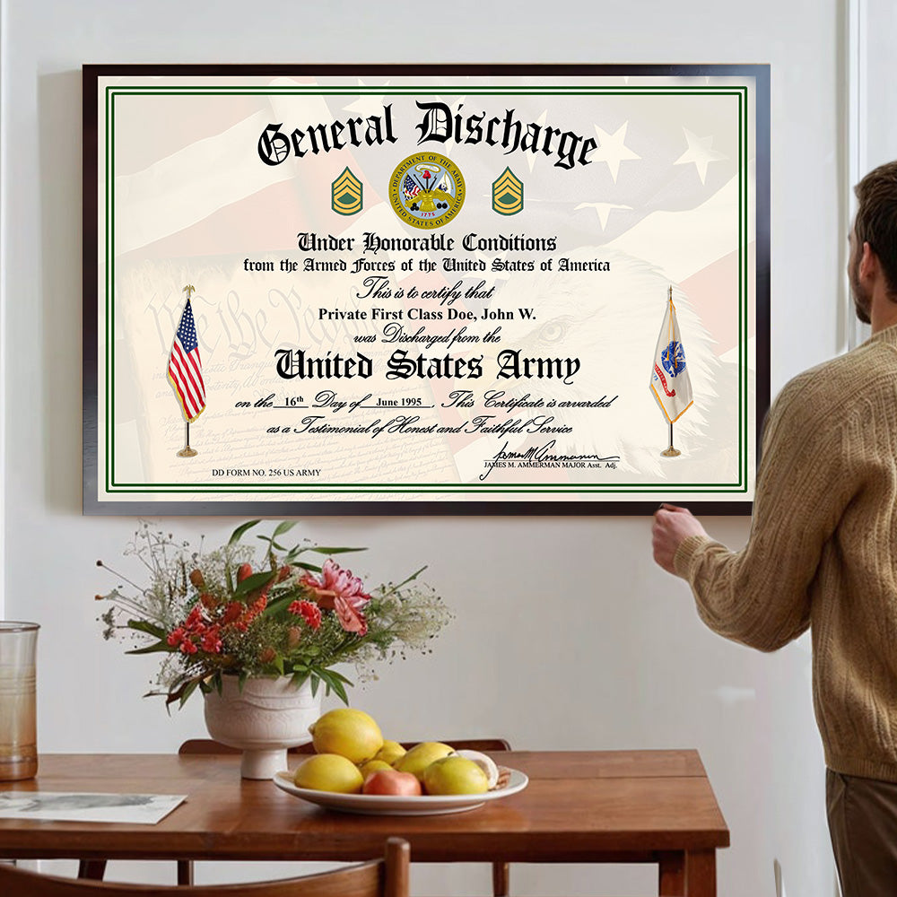 Custom Poster And Canvas United States Military General Discharge Plaque. Military Award Available To All Military Branches Veteran Gift K1702 MT2