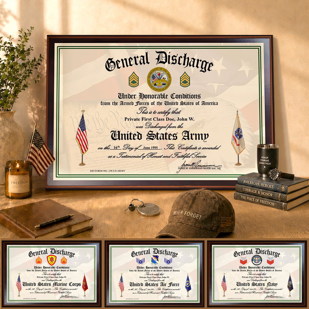 Custom Poster And Canvas United States Military General Discharge Plaque. Military Award Available To All Military Branches Veteran Gift K1702 MT2