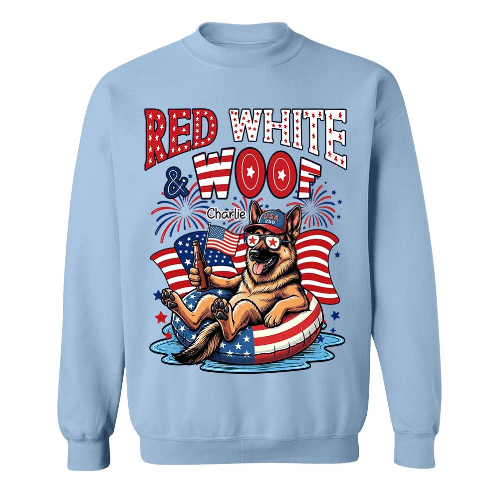 Red White Woof, Custom Photo Pet Shirt, America 250th Anniversary Gifts For Dog Cat Lovers, Dog Dad And Mom, Cat Owners T1807 Hv01