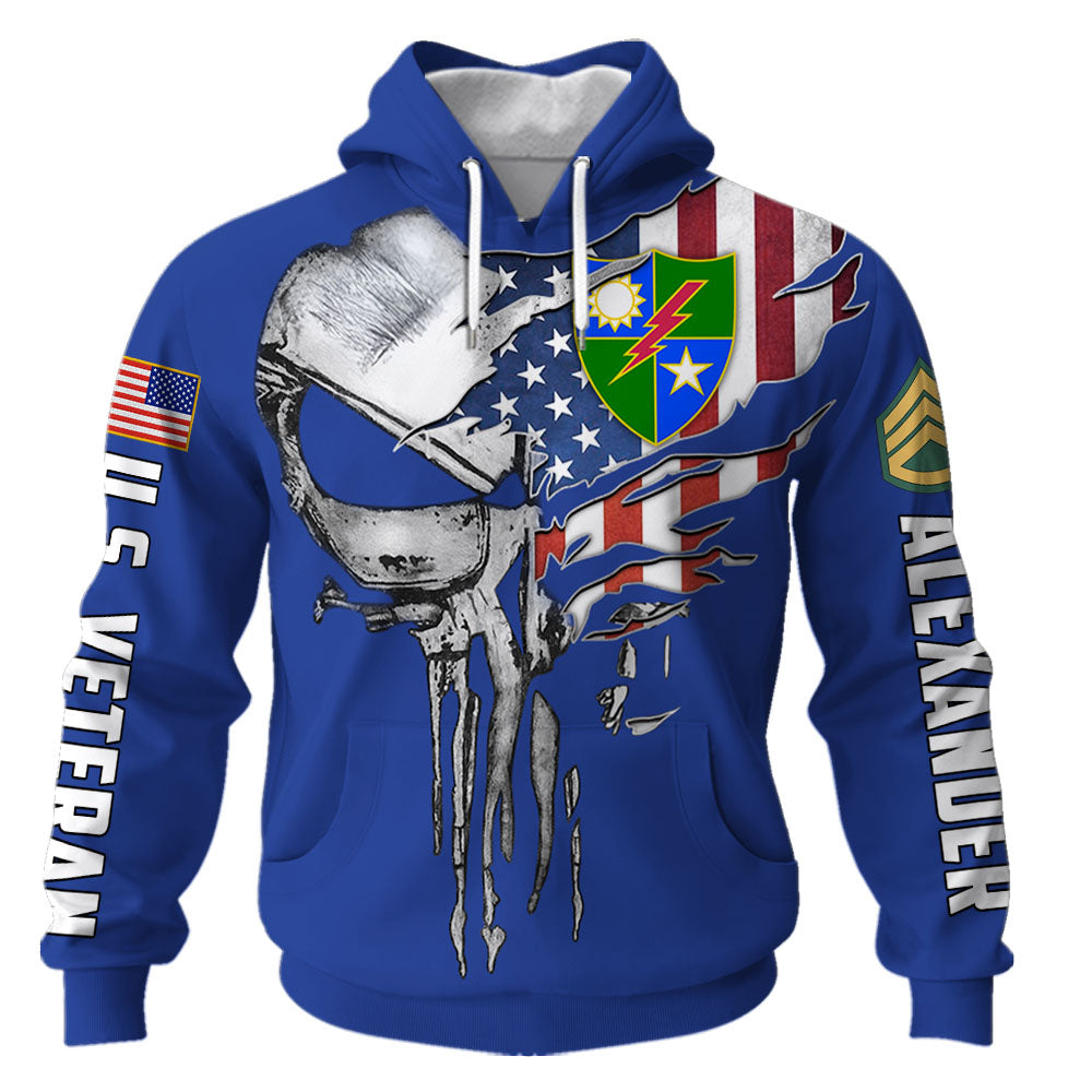 Personalized All Over Print Shirt Skull Custom Division Rank Gifts For Veteran K1702