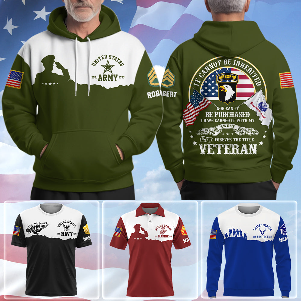 Personalized All Over Print Shirt It Cannot Be Inherited Nor Can It Purchased Custom Division Military Gift For Veteran's Day K1702 Trhn