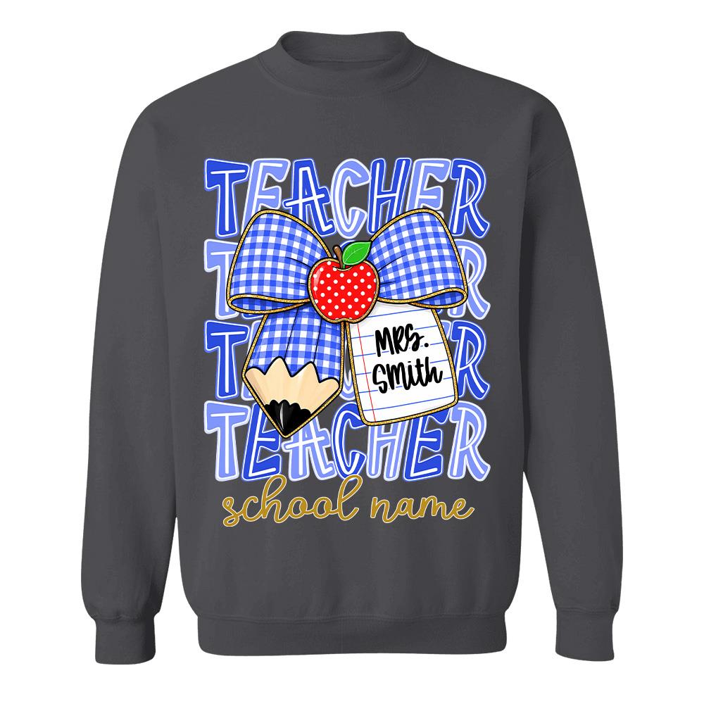 Personalized Coquette Bow Teacher Para Librarian Counselor Appreciation Back to School, Custom Job Title Teacher Name, Gifts For Teacher MI209 Hv01