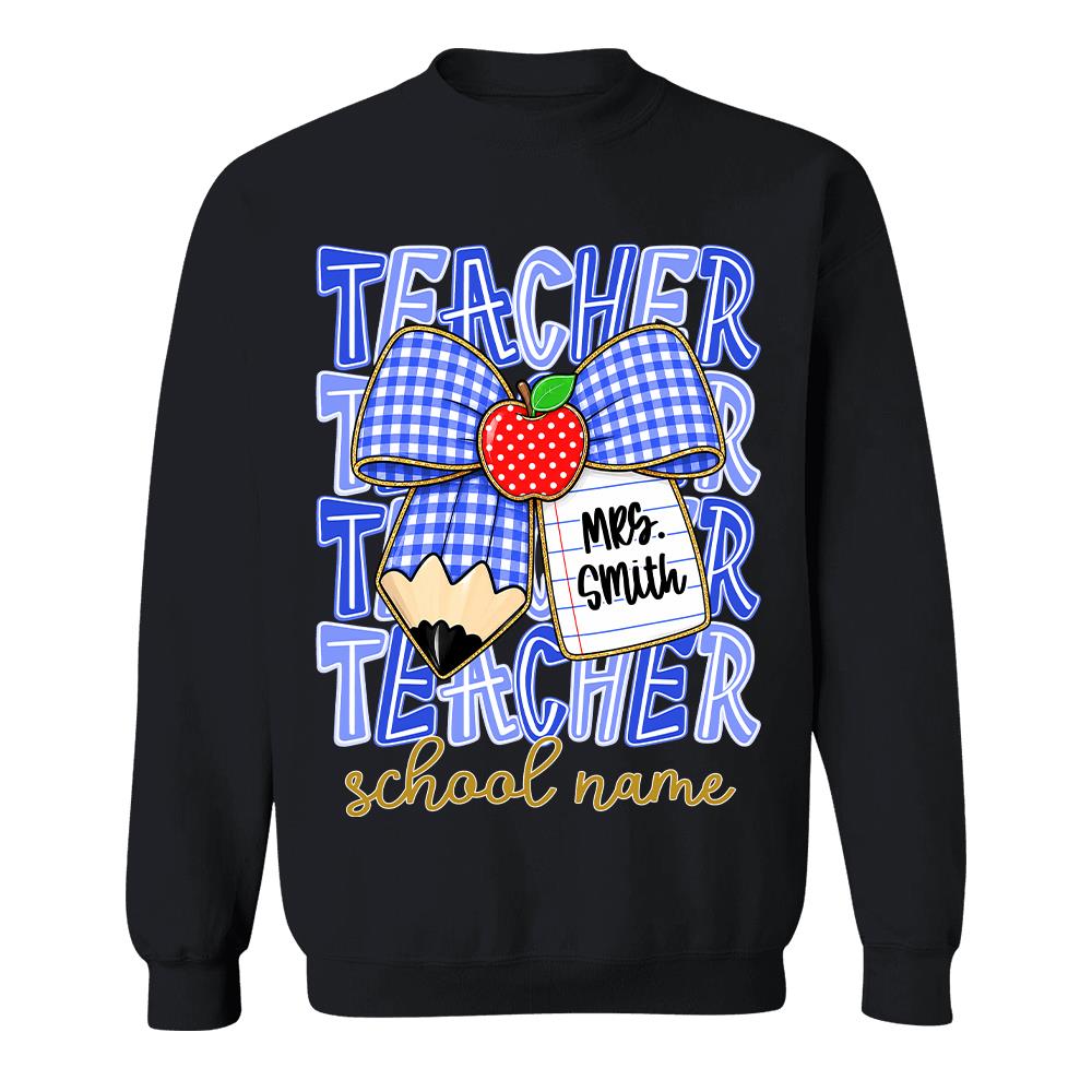 Personalized Coquette Bow Teacher Para Librarian Counselor Appreciation Back to School, Custom Job Title Teacher Name, Gifts For Teacher MI209 Hv01